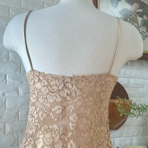 Vintage 1990s Y2K Circa 2000 Lace Overlay Spaghetti Strap Mini Dress - Picture 9 of 14